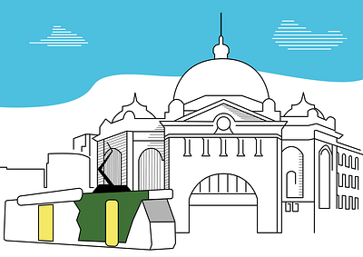 Flinders St. Station design illustration vector