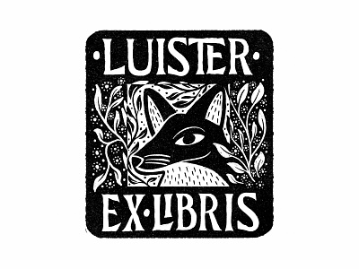 Luister Ex-Libris black and white design exlibris illustration lettering procreate type