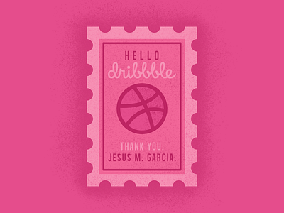 Hello Dibbble! debut design dibbble hello illustration postcard stamp stamp thank you thanks