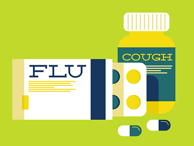 Flu & Cough ill illustration medicine pills sick