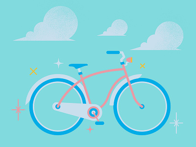 Daydreaming bike colors design dibbble flat graphic illustration sky vector
