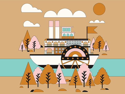 River Boat boat colors design dibbble illustration river vector