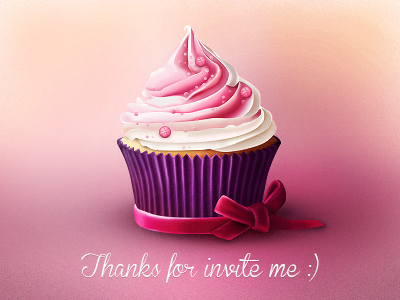 Dribbble Cupcake cake cupcake dribbble illustation invite lovely pink sweet wellcome