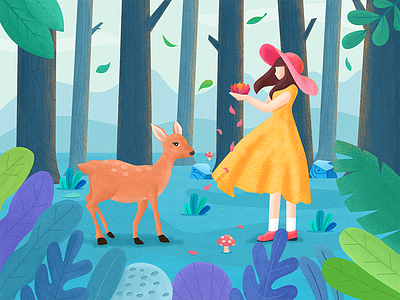 Girl And Deer