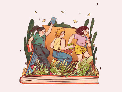 Illustrations for old book sharing book illustration party