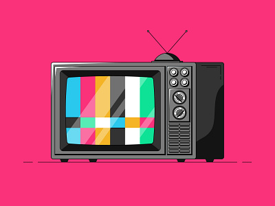 TV antenna color glare illustration illustrator old pink retro television tv vcr vintage