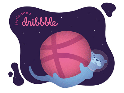 Otter Space animal animals blue hello illustration illustrations illustrator otter pink purple space stars