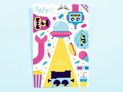 Film Festival candy festival film illustration illustrator movies mummy pink popcorn poster robot ufo
