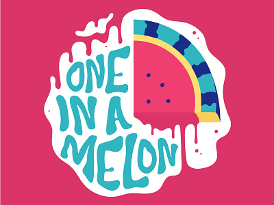 One in a melon drip fruit illustration illustrator letter lettering melon pink summer type typography watermelon