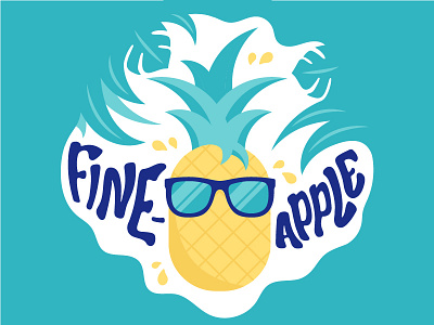 Fine-Apple fruit illustration illustrator juice lettering pineapple sunglasses tropical typography