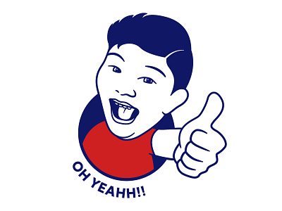 Oh Yeahh!! blue cartoon design hand head illustration illustrator logo mouth person red thumb thumbs up