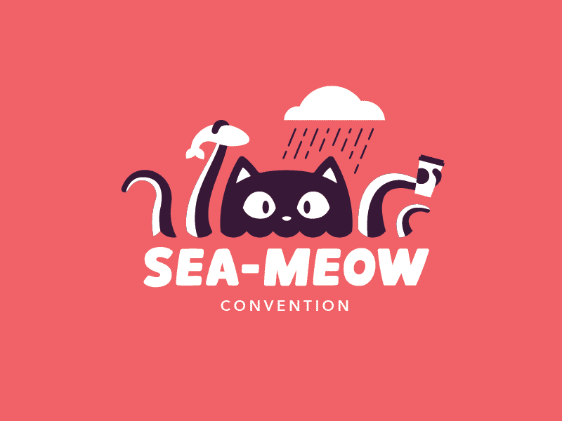 Sea Meow branding cat convention design fish lettering logo meow mermaid pirate sailor scuba sea seattle type