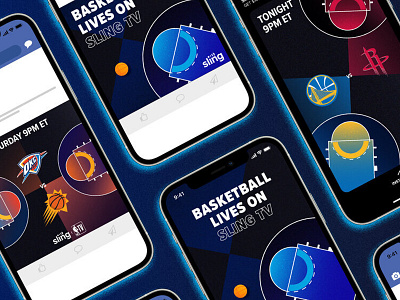 NBA on Sling basketball branding design digital design illustration nba sling ui vector