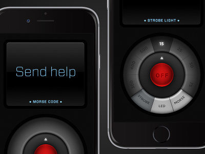 Flashlight App button dial digital flash flashlight light off on rotary screen skeumorphic strobe