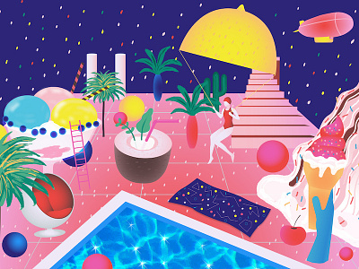 Summer Fantasy beauty fashion home illustration lemon palm summer swim world