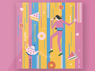 Taste of Summertime fashion food fun girl graphic illustration pink