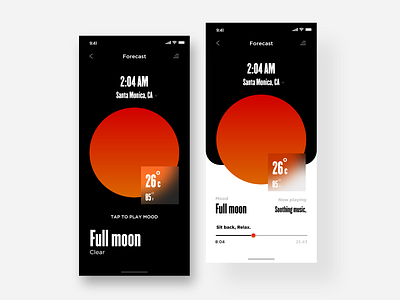 Forecast Mood App concept dark app dark ui moon ui userinterface ux weather weather forecast