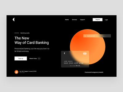 Banking cards landing page banking creditcard design glass glassmorphism minimalism ui uiux userinterface ux webdesign