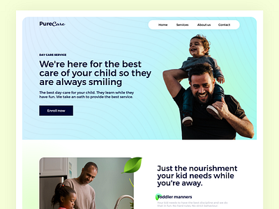 PureCare Children's day care landing care children colors daycare design kids medical medical care toddlers toys ui uiux userexperience userinterface ux webdesign