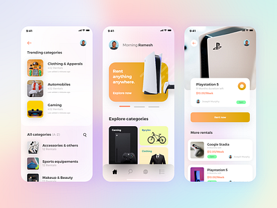 Rental application interface app best shot color pallete colors design glass morphism gradient ios rental rental app rental car ui uiux userexperience userinterface ux