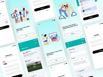 Speak forum Community design app design best shot color pallete community design forum gradient illustration reddit redesign social media app ui userexperience userinterface ux