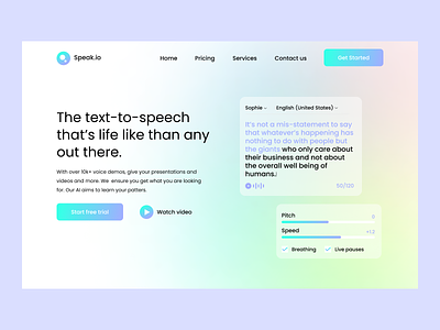 Text to speech Landing page ( Saas web design)