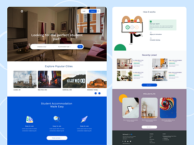 A student accommodation web app landing landing page students web app website design