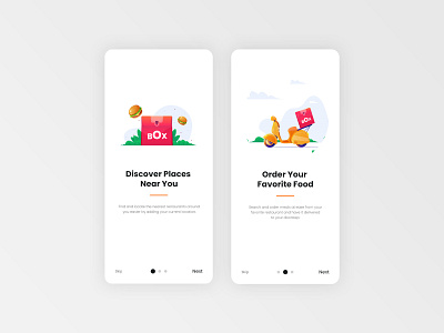 Food Delivery App - Onboarding adobexd clean creative dailyui design minimal mobiledesign product design uikit uiux