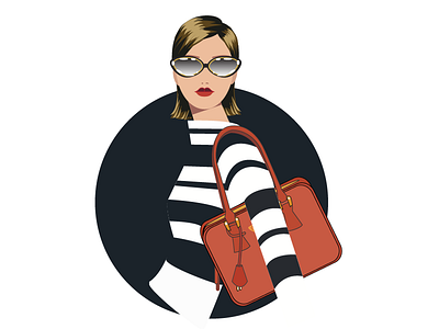 Stripes bag black eyes forher girl glass hair lips prada red stripes white