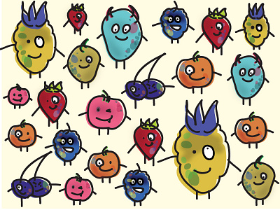 Monsters colour fashion food fruit illustration love monsters pattern