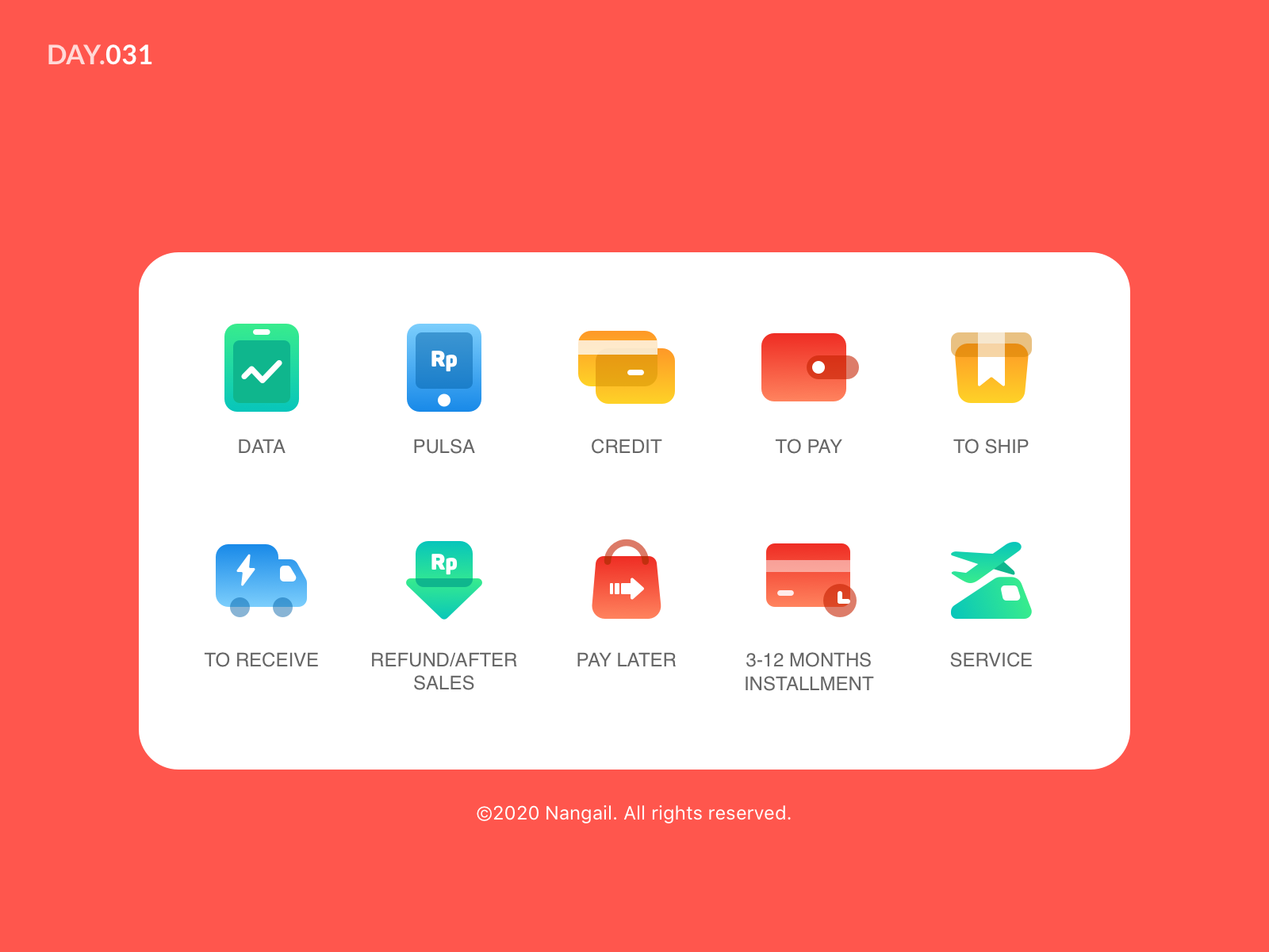 DAY31-SHOPPING ICON credit data design icon illustration installment online shopping pay pulsa receive refund service ship shopping ui