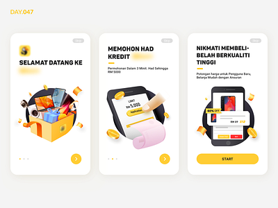 047 - Online Shopping App Onboarding Design app cash loan credit card design icon illustration loan onboarding onboarding illustration onboarding screen onboarding ui online shopping ui