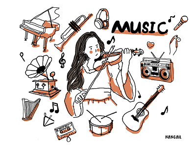 Like Music doodle doodle a day doodle art hand painted illustration music