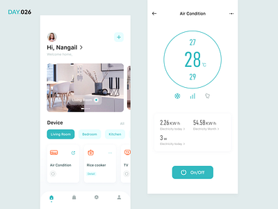 026-Smart Home System App Concept air condition air conditioner app concept app design icon ui