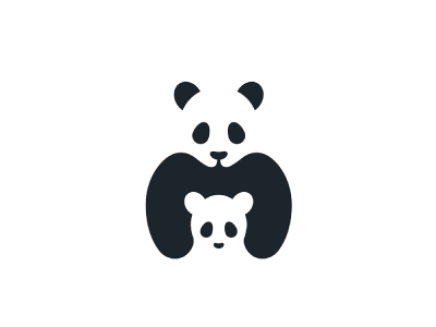 Mother And Son animal black design logo mark mother negative negative space white panda son space