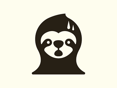 Scared Sloth animal design jungle logo minimal negative rare scared sloth