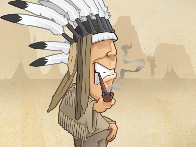 Indian chief brown cartoon character chief illustration indian mascot vector