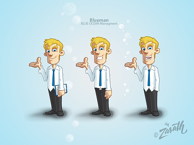 Blueman blue businessman cartoon character guy illustration management mascot ocean vector