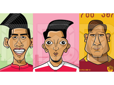 football illustrations - 2017 caricature character design digital art firmino football illustration liverpool manchester ozil pogba premier league soccer