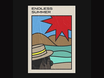 Endless summer black bold design designer graphicdesign hat heat illustration lines makela bgiala man mismark design poster poster art posterdesign sea summer sun