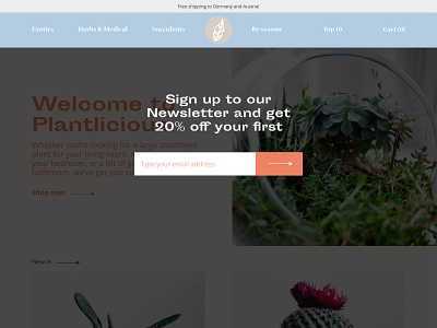 Landing page for Plant Shop 1/2