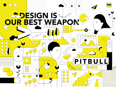 Design is our best weapon black concept design designers illustration illustration digital ilustrator pattern ui ux vector yellow