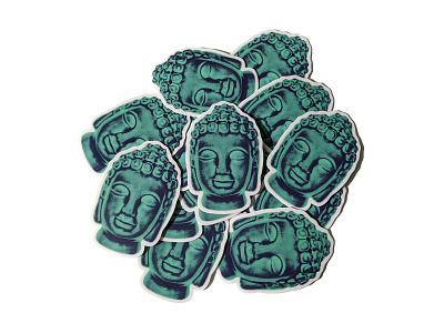 Zen Stickers buddha buddhism design enlightened graphic sticker teal yoga zen