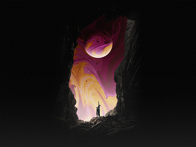 Planet Ritual abstract art death mountains photomanipulation photoshop pink planet purple ritual satanic surrealism yellow