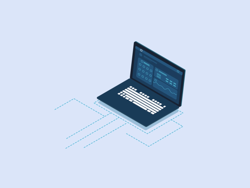 Dashboard on a Laptop animation dashboard design illustration laptop notebook pixel animation ui