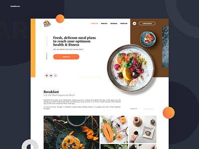 Let's eat with Beargato food landing page orange responsive design ui user interface web design