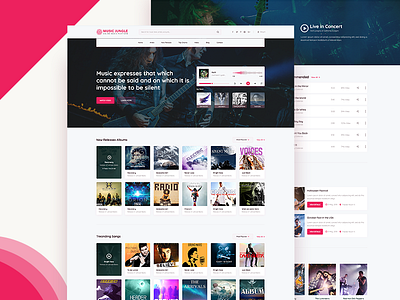 Online Music Platform design landing page material design music song ui user interface website