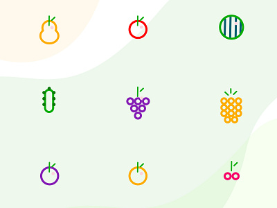 Fruit Icons + PSD branding clean design designer drawing graphics icon illustration logo psd trendy webdesign website