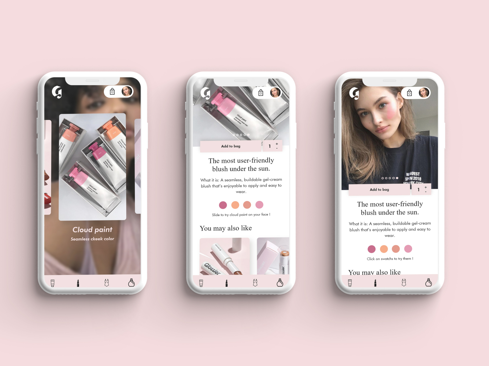 Glossier application by Camille on Dribbble