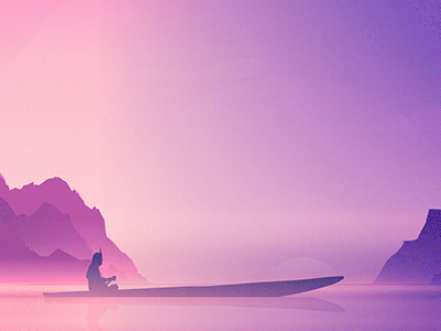 Indio animation animation 2d bird boat canoa character indio loop mountain sunset sunshine violet